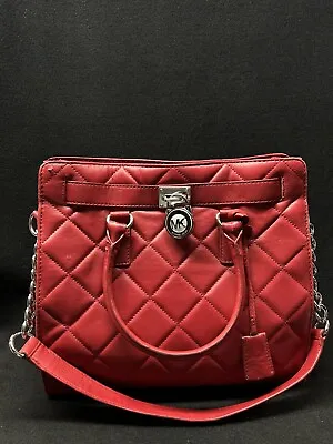 MICHAEL KORS  Hamilton  Red Quilted Leather Large Shoulder Bag • $85