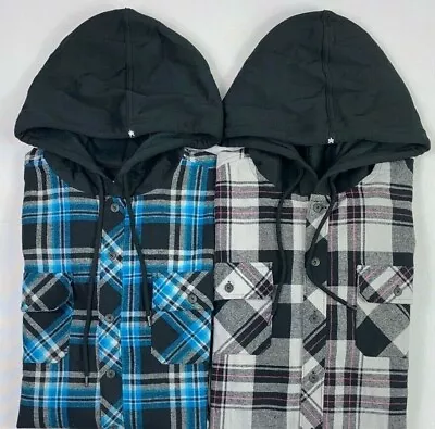 $28.99 • Buy Men's Big & Tall Zoo York Hooded Button-Front Long Sleeve Flannel Shirt Size LT