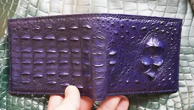 Double Side Blue Real Crocodile Alligator Skin Leather -Men's Bifold Wallet #G24 • $74