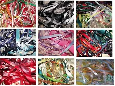 £2.99 • Buy 10 X 1 Metre Mixed Ribbon Off Cuts Assorted Colours & Widths In Bundle Bag