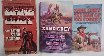 Zane Grey Book Lot/3 Lone Star Ranger Riders Of Purple Sage Man Of The Forest Pb • $16.42