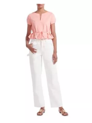 STAUD Womens White Denim Zippered Pocketed High Rise Painter Cargo Jeans 4 • $37.99