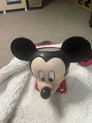Vintage Disney Mickey Mouse Head Ceramic Vase Planter Bow Tie W/ Hearts • $12