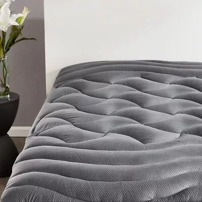 Cal King Size Mattress Pad Cover Memory Foam Pillow Soft Topper Top Cooling Grey • $51.99