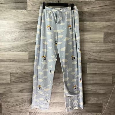 Disney Women Mickey Mouse Lounge Sleep Pants Blue Drawstring Waist Cloud Print M • $7.89