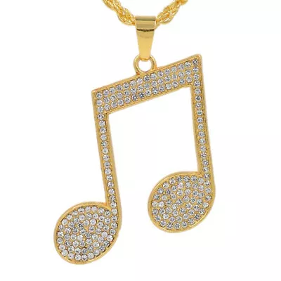 Men's Gold Color Musical Note Pendants With Long Twist Chain Statement Necklace  • $0.62