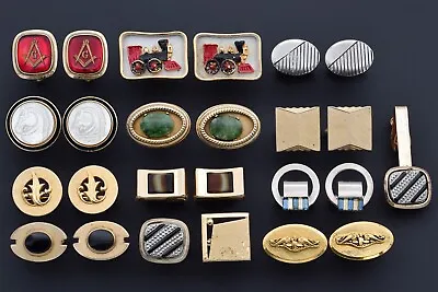 Lot Of Vintage Multi-Stone Masonic Intaglio Cufflinks & Tie Clip • $69