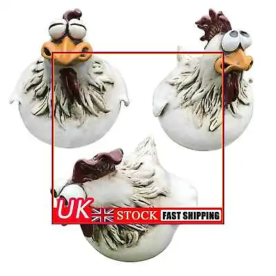 £9.49 • Buy Chicken Fence Statues - Funny Big-Eyes Hen Sculpture Resin Craft Ornament Decor