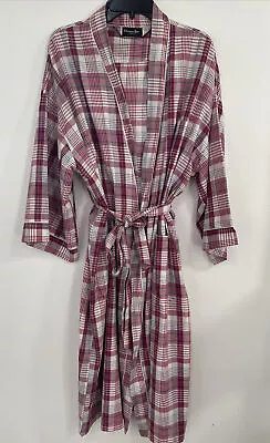 Christian Dior Monsieur Cotton Bath Robe Red White Plaid Side Pockets VTG OS • $35