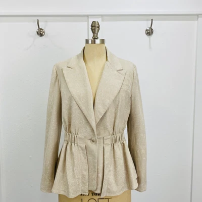 $34.95 • Buy VINTAGE V Cristina Women’s Medium Ivory Jacket Lapel Neck Career Cocktail Party 