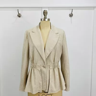 VINTAGE V Cristina Women’s Medium Ivory Jacket Lapel Neck Career Cocktail Party  • $34.95