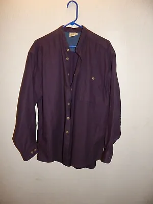 BANDED Collar Collarless Nehru Shirt Sale Men L Purple Shelter Isl Outfitters • $16.99