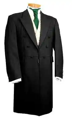 Men's Black Wool Herringbone Punk Wedding Funeral Frock Coat 34-42 Chest Inc P&p • $43.08