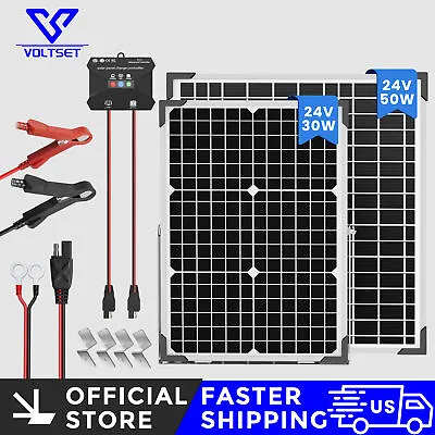 VOLTSET 24V 30W Solar Panel Kit Solar Trickle Charger Charge 24V Battery Of RV • $109.61