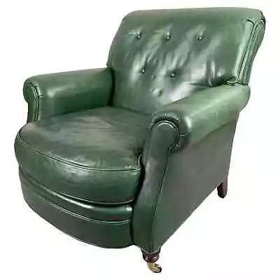 Hickory Chair English Style Green Leather Club Chair • $1950