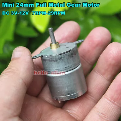 DC 3V 5V 6V 9V 12V 29RPM Slow Speed Reducer Mini 24mm Full Metal Gear Box Motor • $3.25