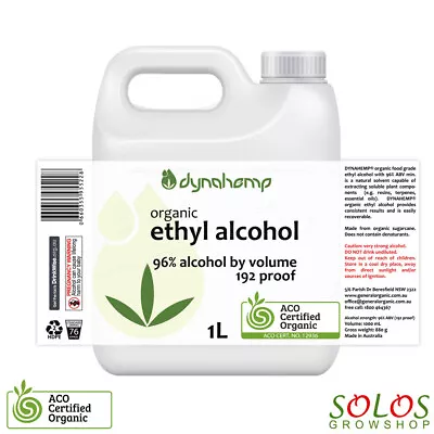 FOOD GRADE ETHYL ALCOHOL OIL EXTRACTION ETHANOL CERTIFIED ORGANIC 1000ml 96% ABV • $179.90