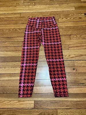 Offline By Aerie Chevron Houndstooth Leggings Sz Large Hi Rise Pink Red Stretch • $14.59