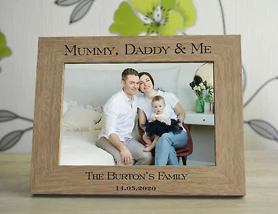 Photo Frame Mummy Daddy & Me Personalised Engraved Wooden Family Gift 5 X 7 • £10.99