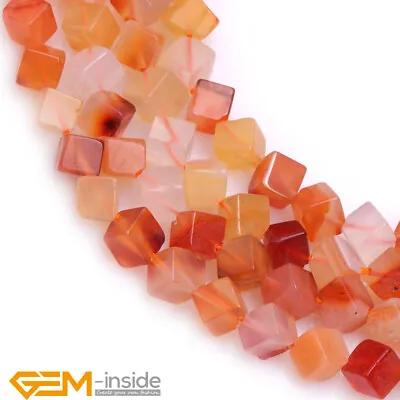 Natural Red Carnelian Agate Gemstone Cubic Loose Beads For Jewelry Making 15  AU • $14.69