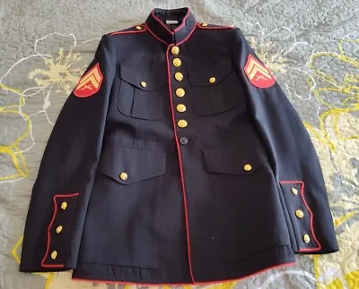USMC US Marine Corps Dress Blues Jacket 39S DSCP Crown Clothing US Made Patches • $54.99