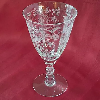 Vintage Elegant Glass Fostoria Chintz Optic Etched Water Goblet C 1940 • $8