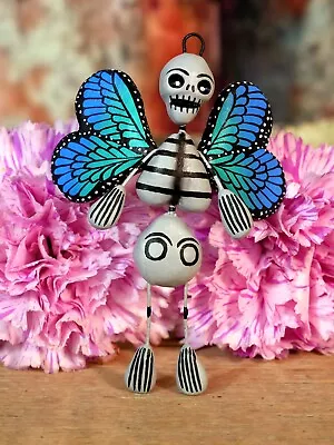 Skeleton Fairy Butterfly Wings Day Of The Dead Handmade Puebla Mexican Folk Art • $25