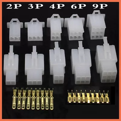 2.8mm 2/3/4/6/9 Pin Way Connector Plugs + Socket Kits Motorcycle Car Auto • $1.19