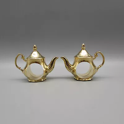 Royal Doulton Old Country Roses Gold Plated Teapot Napkin Rings - Set Of Two • £28.49