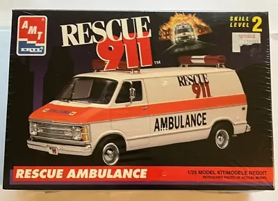 RESCUE 911 Ambulance Dodge Van (New Sealed 1/25 Scale Model Kit - AMT/ERTL) • $29.95