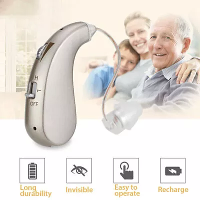 Rechargeable Digital Hearing Aids Behind Ear Sound Voice Amplifier Adjustable • $29.19