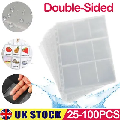 9 Pocket Cards Sleeves Clear Trading Card Binder Sleeves Cards Storage 100 Pages • £3.59