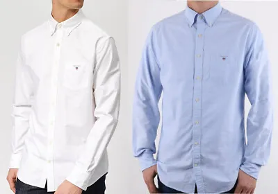 Gant Men Cotton Oxford Button Down White & Blue Casual Formal Shirt S M L XL 2XL • £27.99