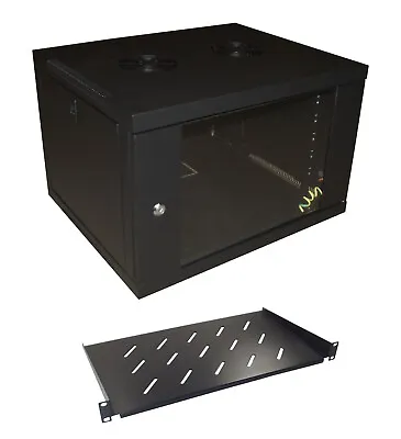 6u 450mm Deep WALL MOUNT 19  CABINET + 1U 250mm Deep Shelf • £94