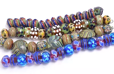 New 4 Strands Of Fine Murano Lampwork Glass Beads - 12mm To 20mm - A7194c • $9.99