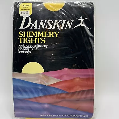 Vintage 80's Danskin Size B Style 1242 Shimmery Tights Yellow New • $18.99