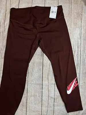 Nike Women’s Plus Dri-FIT One Icon Clash 7/8 Length Leggings Bronze Tight Fit • $29.99