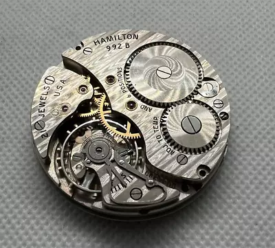 Hamilton 992B Railroad Movement 16S 21 Jewel Pocket Watch Movement Runs Well! • $125