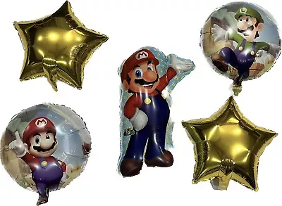 5 Pc Super Mario Bros Foil Balloons  Party Theme Decoration Supplies. • $10