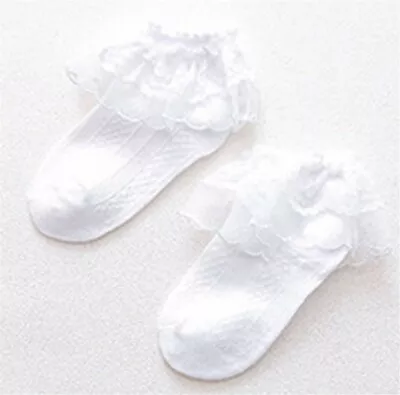 Kids Girls Teenage Lace Frilly Ruffle Formal Dress Short Ankle Socks 0-12 Years • $8.50