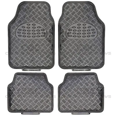 Heavy Duty Rubber Floor Mats Aluminum Metallic Black Carbon All Weather Proof • $29.95