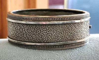 Antique English Sterling Silver Patterned Hinged Bangle Bracelet 38.34 Grams • $215