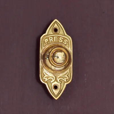 £11.99 • Buy Victorian Door Bell Push Press Main Wire Vintage Gold Finish