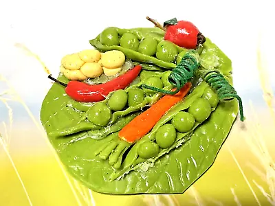 Magnet Handcrafted Polymer Clay Fridge Refrigerator Vegetables Peas Chili Pepper • £9.21