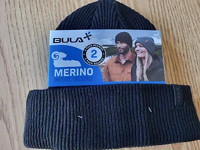 2 Pk Beanies BULA Merino Wool Blend Hat Skully Adult One SZ Black FREE Ship • $15.99