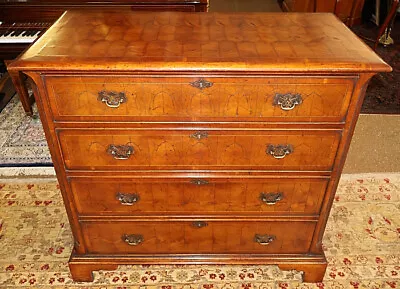 Gorgeous English George II Style Burled Oysterwood Dresser Chest Of Drawers • $1850