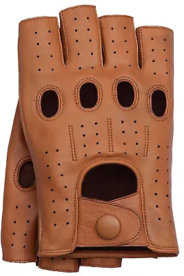 Riparo Men's Fingerless Half Finger Driving Motorcycle Gloves - Cognac • $41.97
