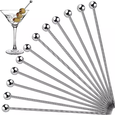 Metal Cocktail Picks For Drinks Stainless Steel，4 Inches Martini Olive Skewers，F • $14.99