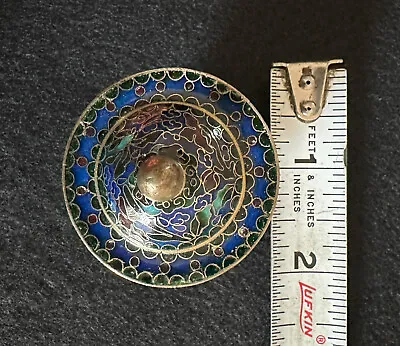 Miniature Blue Cloisonne Jar With Lid And Stand • $15