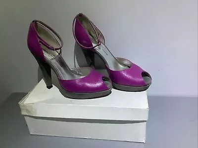 Michele Lopriore High Heel Purple/Grey Platform 2-Part Peep-toe Shoes 5/38 • £18.99